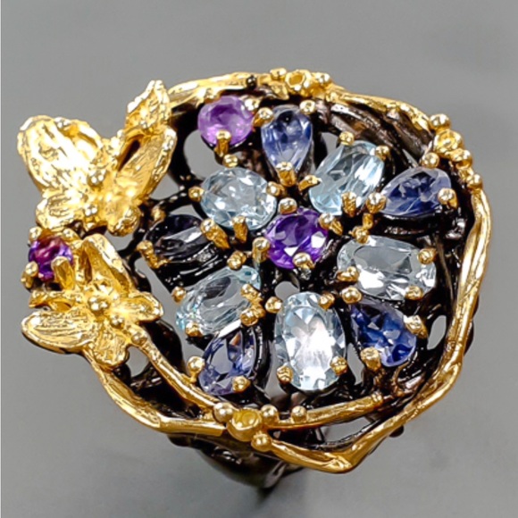 Gorgeous Genuine Topaz Amethyst Ring